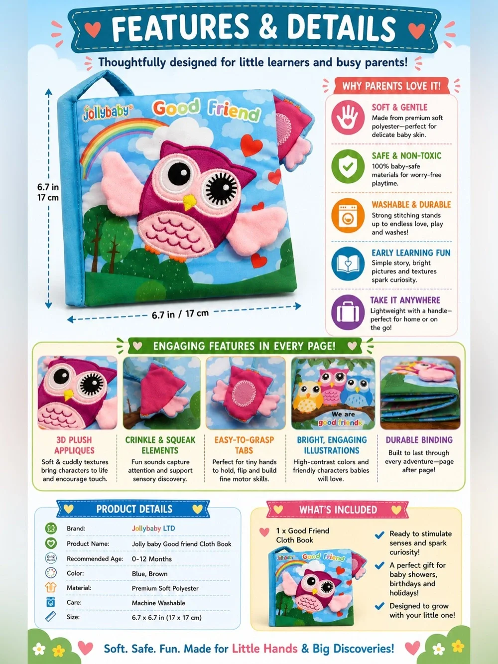Jolly baby Good friend Cloth Book